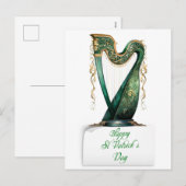 St Patrick's Day Groene Ierse Harp Feestdagenkaart (Voorkant / Achterkant)