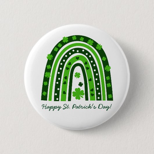 St. Patrick's Day Groene Klaver Boho Regenboog Ronde Button 5,7 Cm (Voorkant)