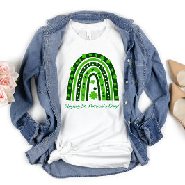 St. Patrick's Day Groene Klaver Boho Regenboog T-shirt