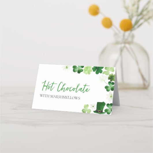 St. Patrick's Day groene klaver buffet label Plaatskaartje (Voorkant)