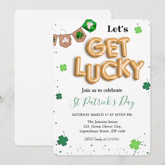 St. Patrick's Day Groene Klaver geluksfeestje Kaart (Voorkant / Achterkant)