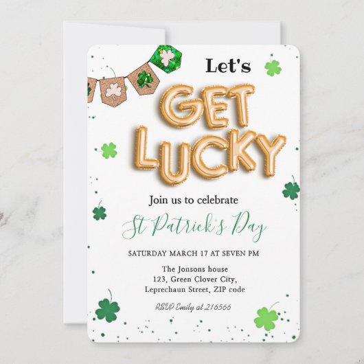 St. Patrick's Day Groene Klaver geluksfeestje Kaart (Voorkant)