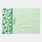 St. Patrick's Day Groene Klaver Monogram Theedoek (Horizontaal)