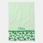 St. Patrick's Day Groene Klaver Monogram Theedoek (Verticaal)
