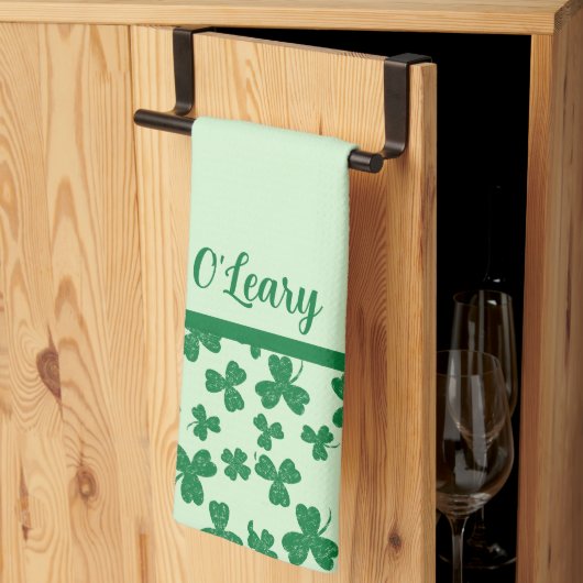St. Patrick's Day Groene Klaver Monogram Theedoek (Derde Gevouwen)