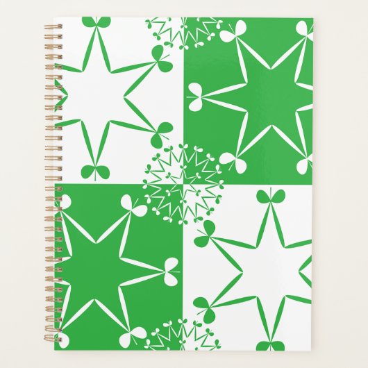 St. Patrick's Day Groene Klaver Ster Geometrisch Planner (Voorkant)