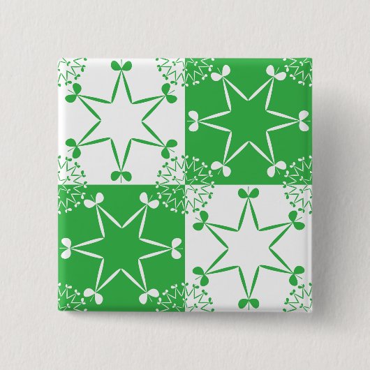 St. Patrick's Day Groene Klaver Ster Geometrisch Vierkante Button 5,1 Cm (Voorkant)