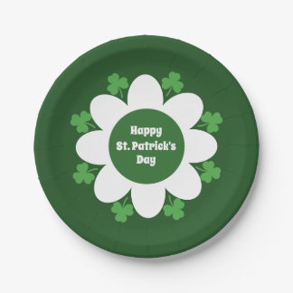 St. Patrick's Day groene klavers en bloemontwerp Papieren Bordje