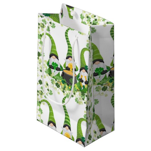 St. Patrick's Day Groene Klavers Oude Kabouter Klein Cadeauzakje (Voorkant Gekanteld)