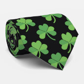 St. Patrick's Day Groene Klavertje Drie Herenstrop Stropdas (Opgerold)