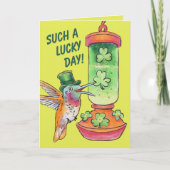 St. Patrick's Day Groene Kolibrie Voederbak Feestdagen Kaart (Voorkant)