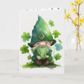 St. Patrick's Day Groene Leprechaun  Kaart (Gele Bloem)