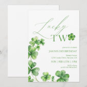 St. Patrick's Day groene Lucky Two tweede verjaard Kaart (Voorkant / Achterkant)