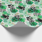 St. Patrick's Day Groene Luipaard & Hart Klaver Cadeaupapier (Hoek)