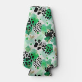 St. Patrick's Day Groene Luipaard & Hart Klaver Flesjeskoeler (Voorkant)
