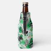 St. Patrick's Day Groene Luipaard & Hart Klaver Flesjeskoeler (Fles Achterkant)
