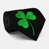 St. Patrick's Day Groene Nep Glitter Klaver Stropdas (Opgerold)