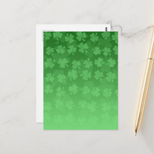 St. Patrick's Day groene ombre shamrockpatroon Briefkaart (Voorkant / Achterkant in situ)