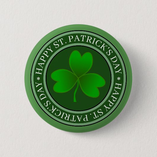 St. Patrick's Day Groene Shamrock Ronde Button 5,7 Cm (Voorkant)