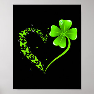 St Patricks Day Groene Vlinder Klaver Hart Vrouw Poster