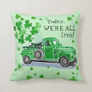 St. Patrick's Day Groene  Vrachtwagen Monogram Kussen