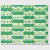 St. Patrick's Day Groene witte klaver Shamrock Gif Cadeaupapier (Vlak)