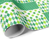 St. Patrick's Day Groene witte klaver Shamrock Gif Cadeaupapier (Rol Hoek)