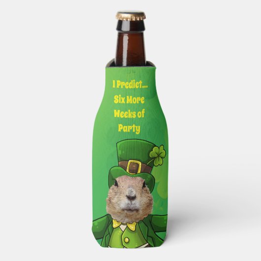 St. Patrick's Day Groundhog Party Animal Flesjeskoeler (Fles Voorkant)