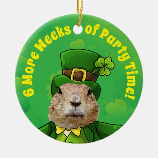 St. Patrick's Day Groundhog Party Animal Keramisch Ornament (Voorkant)