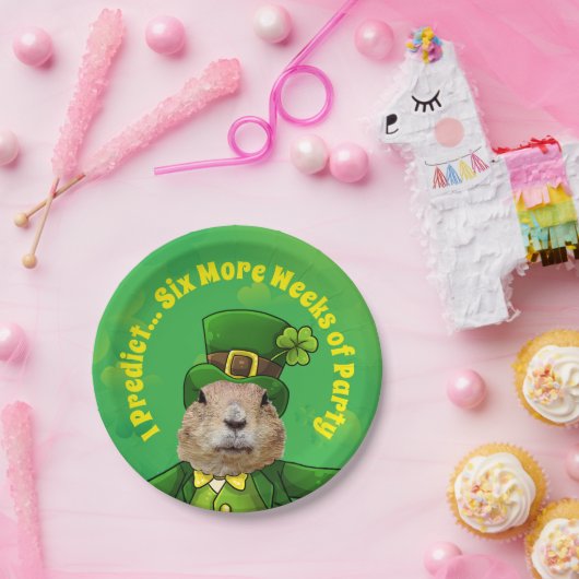 St. Patrick's Day Groundhog Party Animal Papieren Bordje (Feest)