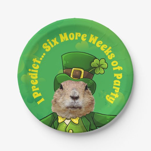 St. Patrick's Day Groundhog Party Animal Papieren Bordje (Voorkant)