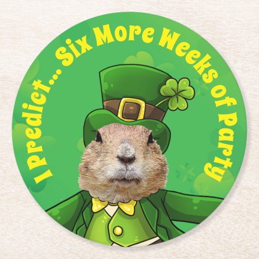 St. Patrick's Day Groundhog Party Animal Ronde Kartonnen Onderzetter (Voorkant)