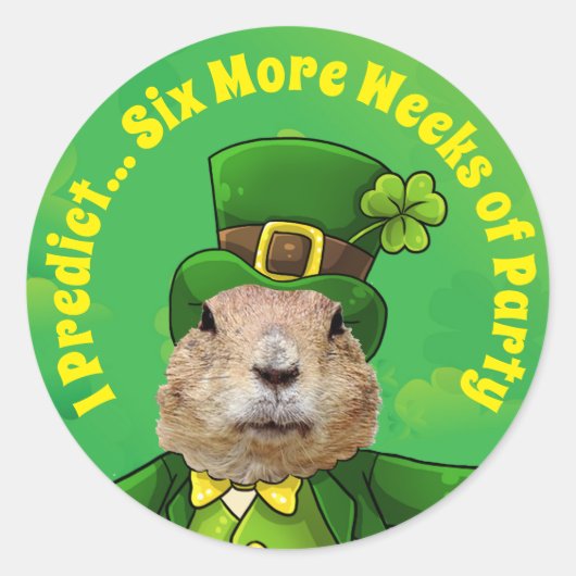 St. Patrick's Day Groundhog Party Animal Ronde Sticker (Voorkant)
