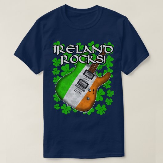 St Patricks Day Guitar Irish Flag Ireland Rocks Gu T-shirt (Design voorkant)