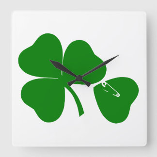 St Patrick's Day - haal Lucky 3 + 1 bladeren = 4 Vierkante Klok