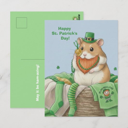 St. Patrick's Day Hamster Postcard Briefkaart (Voorkant / Achterkant)