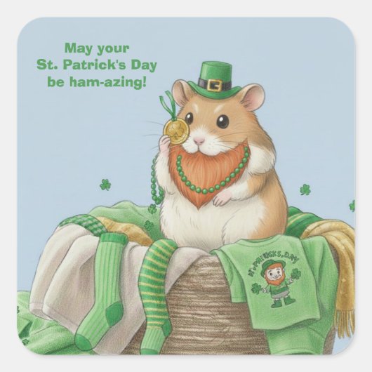 St. Patrick's Day Hamster Stickers (Voorkant)
