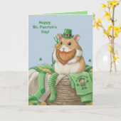 St. Patrick's Day Hamster Wenskaart Kaart (Gele Bloem)