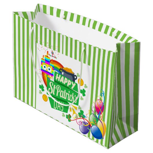 St. Patrick's Day Happy Birthday Gift Bag Groot Cadeauzakje (Achterkant Gekanteld)