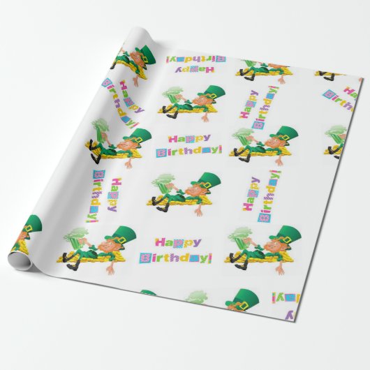 St. Patrick's Day Happy Birthday-inpakpapier Cadeaupapier (Uitgerold)