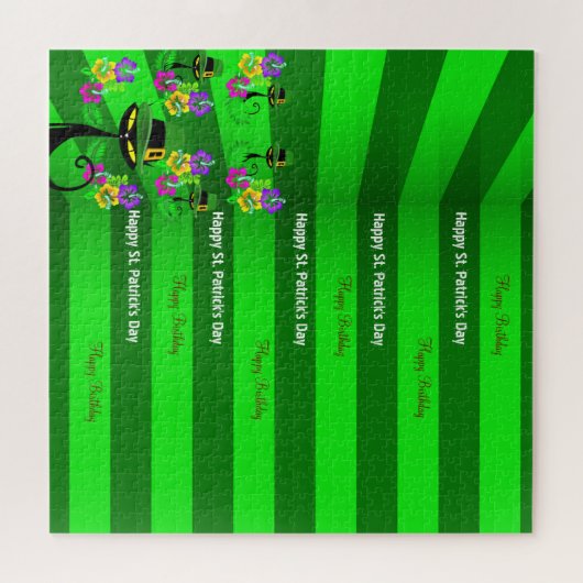 St. Patrick's Day Happy Birthday Jigsaw Puzzle Cat Legpuzzel (Horizontaal)