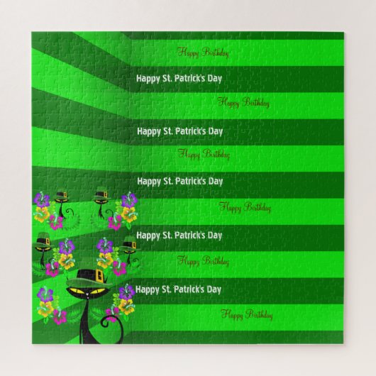 St. Patrick's Day Happy Birthday Jigsaw Puzzle Cat Legpuzzel (Verticaal)