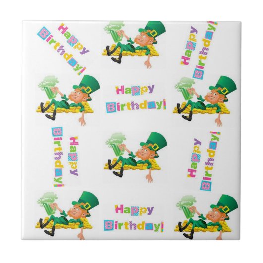 St. Patrick's Day Happy Birthday Keramische Tegel Tegeltje (Voorkant)