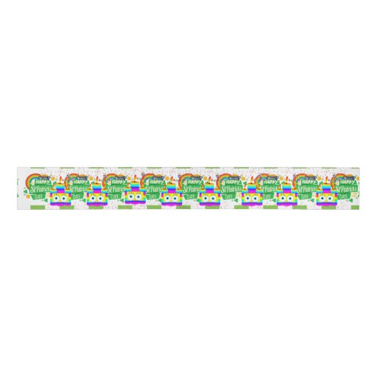 St. Patrick's Day Happy Birthday Ribbon Grosgrain Lint (Voorkant)