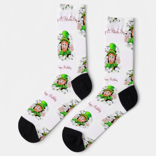 St. Patrick's Day Happy Birthday Sokken (Links)