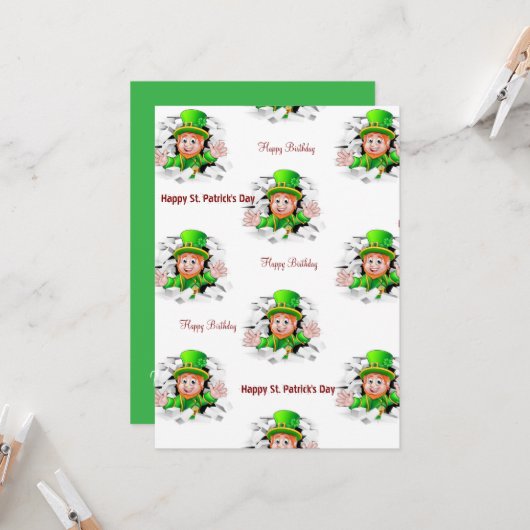St. Patrick's Day Happy Birthday Uitnodiging (Voorkant / Achterkant in situ)