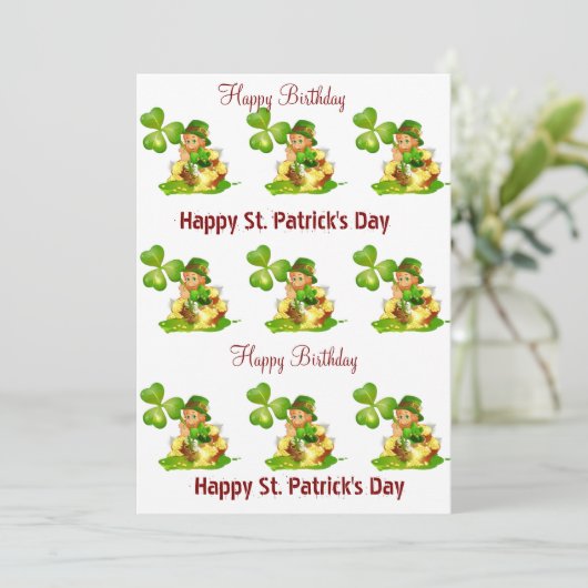St. Patrick's Day Happy Birthday Uitnodiging (Staand voorkant)
