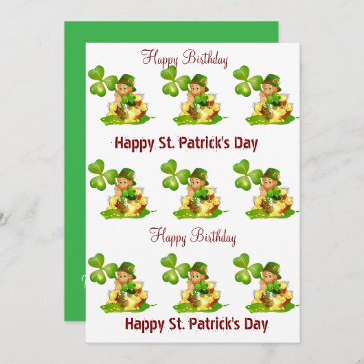 St. Patrick's Day Happy Birthday Uitnodiging (Voorkant / Achterkant)