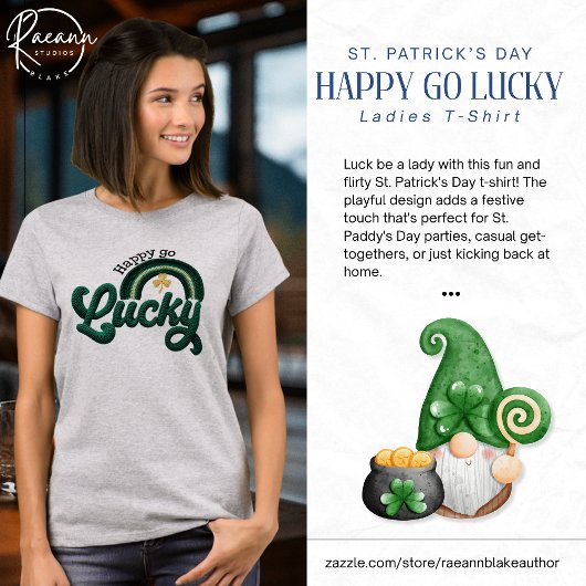 St. Patrick's Day Happy Go Lucky Dames T-Shirt