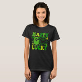 St Patricks Day Happy Go Lucky Shamrock Eyes Happy T-shirt (Voorkant volledig)